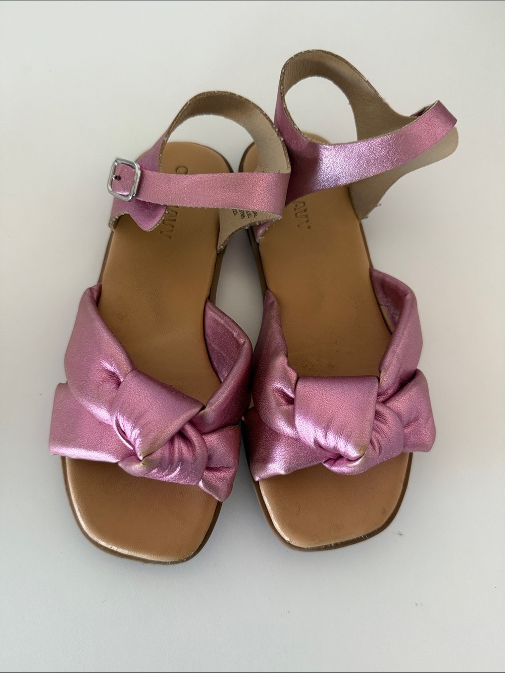 Shimmery Pink Knot Strap Kids Sandals